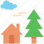shopping, cloud, tree, house, nature, property 