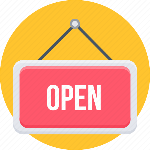 Board, open, open sign, shop, sign icon - Download on Iconfinder