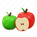 apples, fruit, food, 3d icon 