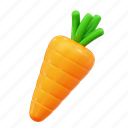 carrot, vegetable, vegetables, 3d icon 