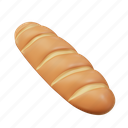 french, bread, food, 3d icon 