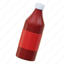 ketchup, ketchup bottle, bottle, 3d icon 