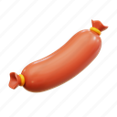 sausage, meat, 3d icon, food 