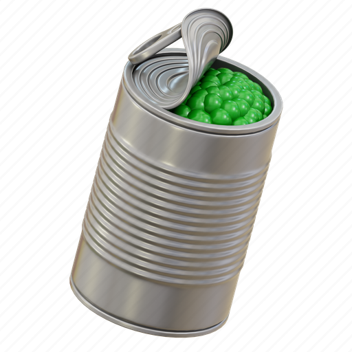 Canned, food, peas, 3d icon 3D illustration - Download on Iconfinder