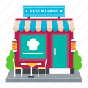shops, restaurant, diner, hotel, eating place, food restaurant