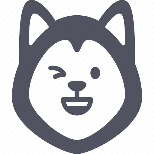 Happy, dog, emoticon, siberian husky, emoji, emotion, expression icon - Download on Iconfinder