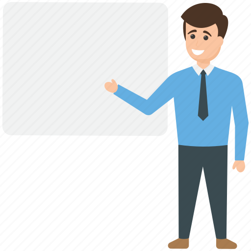 Businessman with whiteboard, businessperson, consultant, instructor, presentation icon - Download on Iconfinder