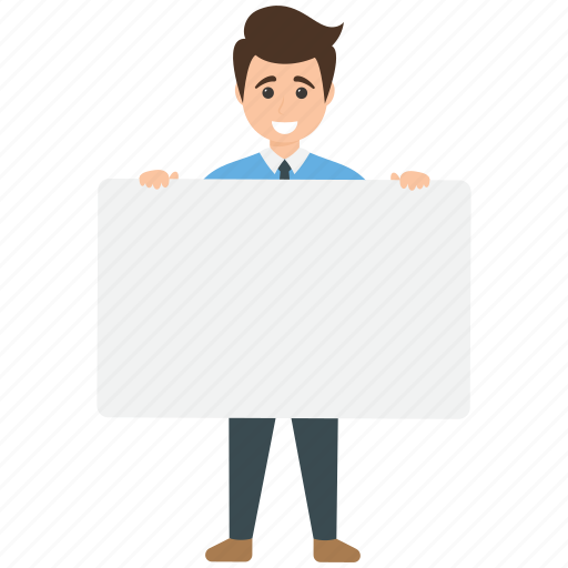 Advertisement, advertising agent, blank signboard, businessman with placard, marketing person icon - Download on Iconfinder