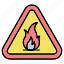 fire, flame, flammable, sign 