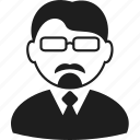 avatar, beard, bearded, character, glasses, man, user