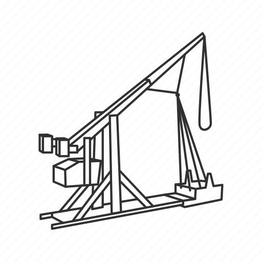 Ancient warfare weapons, catapult, range weapons, siege weapons, weapons, wooden catapult, trebuchet icon - Download on Iconfinder