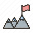 top, mountain, flag, forest, ski resort