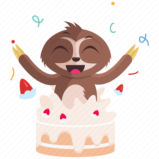 Cake, celebration, emoji, emoticon, sloth, smiley, sticker icon - Download on Iconfinder