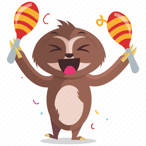 Celebration, emoji, emoticon, maracas, sloth, smiley, sticker icon - Download on Iconfinder