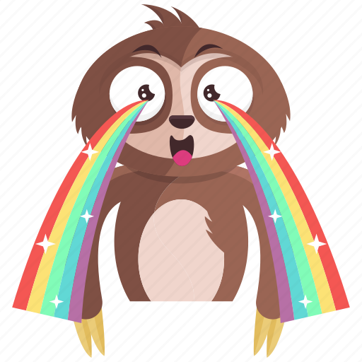 Cry, emoji, emoticon, rainbow, sloth, smiley, sticker icon - Download on Iconfinder