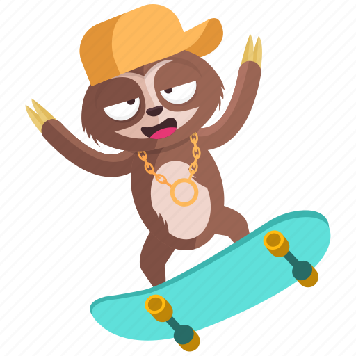 Emoji, emoticon, skater, sloth, smiley, sticker icon - Download on Iconfinder