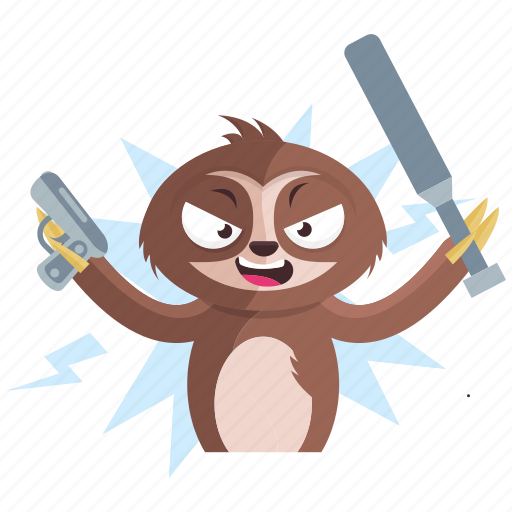 Emoji, emoticon, sloth, smiley, sticker, violence, weapon icon - Download on Iconfinder