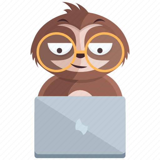 Computer, emoji, emoticon, sloth, smiley, sticker, work icon - Download on Iconfinder