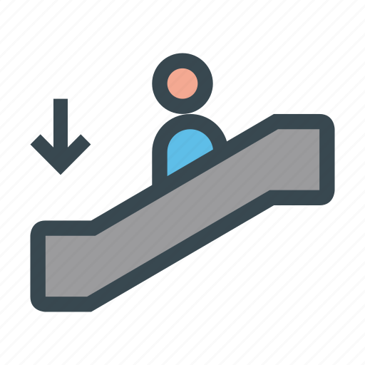 Down, downstairs, electric, scalator, staircase, stairs, stairway icon - Download on Iconfinder