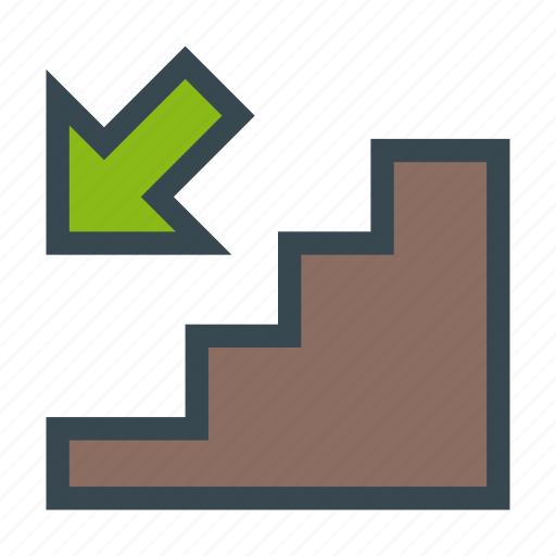 Down, downstairs, downwards, stairs, transit icon - Download on Iconfinder