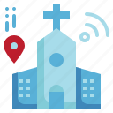 church, gps, map, smart, city, technology