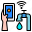 faucet, pipe, smartphone, mobile, hand, technology, control 