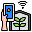 farm, plant, smartphone, mobile, hand, technology, control 