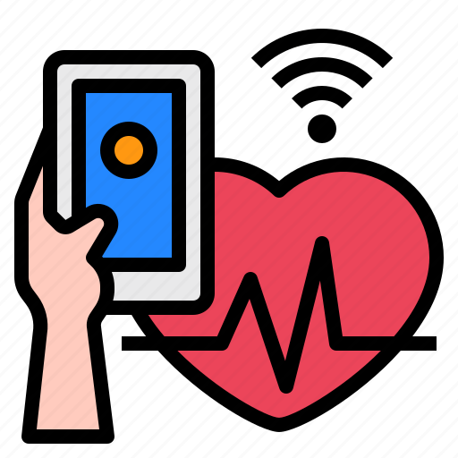 Heart, rate, smartphone, mobile, hand, technology, control icon - Download on Iconfinder