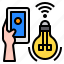 light, bulb, smartphone, mobile, hand, technology, control 