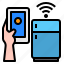 refrigerator, smartphone, mobile, hand, technology, control, internet 