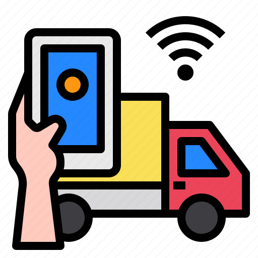 Truck, delivery, smartphone, mobile, hand, technology, control icon - Download on Iconfinder