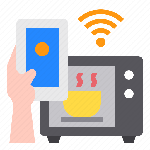 Microwave, cookling, smartphone, mobile, technology, control, internet icon - Download on Iconfinder