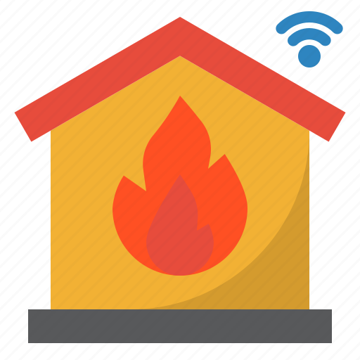 Smarthome, home, fire, wifi, warning icon - Download on Iconfinder