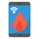 smartphone, fire, mobilephone, warning, wifi