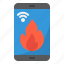 smartphone, fire, mobilephone, warning, wifi 