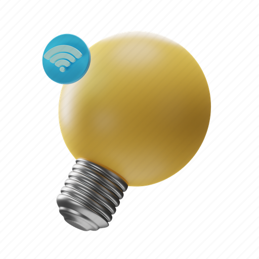 Bulb, smart, technology, security, digital, network, wireless 3D illustration - Download on Iconfinder