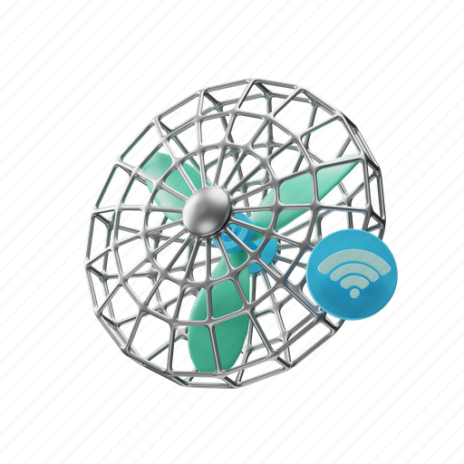 Fan, smart, technology, security, digital, network, wireless 3D illustration - Download on Iconfinder