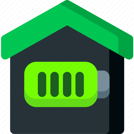 Home, smart, battery, electricity, full, house, power icon - Download on Iconfinder