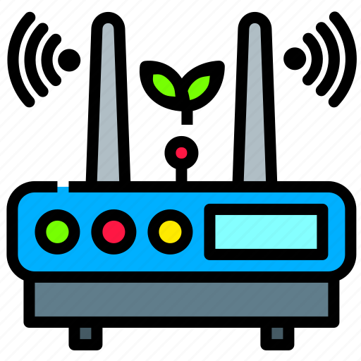 Eco, energy, green, leaf, router, signal, wireless icon - Download on Iconfinder
