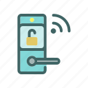 lock symbol, smart lock, door lock, door key, technology, connection, electronics, automation, internet of things