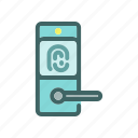 fingerprint scanner, smart lock, door lock, door key, technology, connection, electronics, automation, internet of things