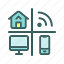 smart home, personal computer, smartphone, smart house, technology, connection, electronics, automation, internet of things