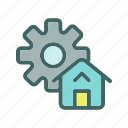 settings gear icon, home, gear, settings, management, connection, electronics, automation, internet of things