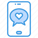 bubble, chat, heart, love, message, smartphone