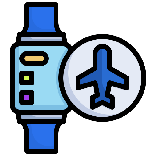 Airplane, smartwatch, digital, technology, flight icon - Free download