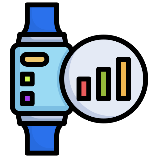 Graph, smartwatch, digital, technology, performance icon - Free download