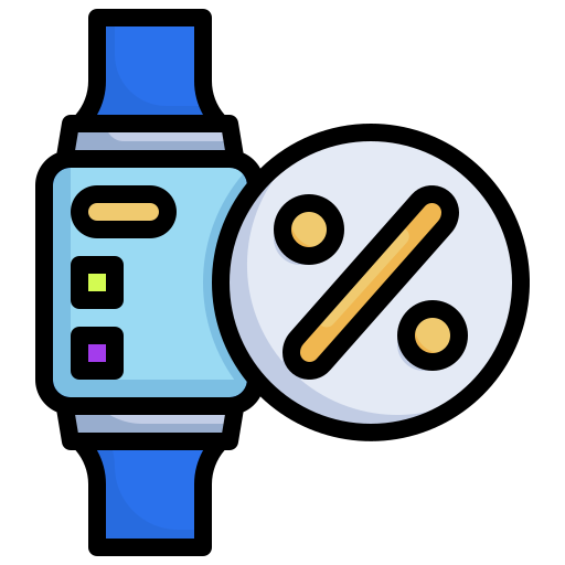 Percentage, smartwatch, digital, technology, rate icon - Free download