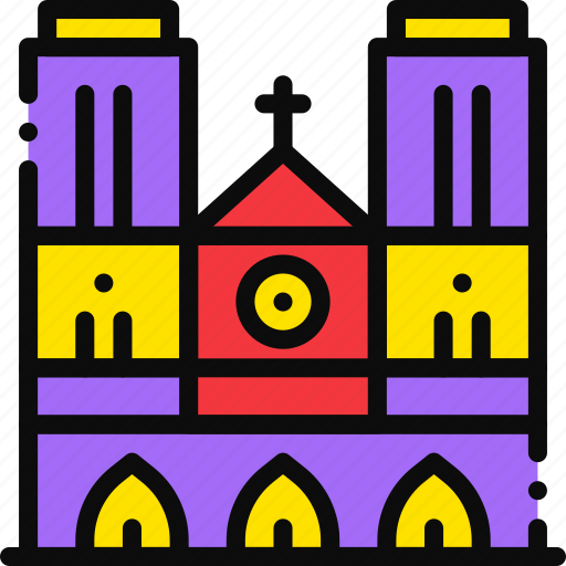 Cartoony, cathedral, dame, notre icon - Download on Iconfinder