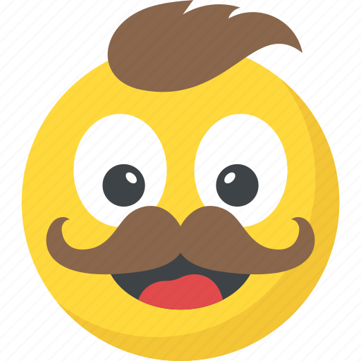 Character, emoticon, hipster, mustache emoji, smiley icon - Download on Ico...