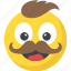character, emoticon, hipster, mustache emoji, smiley 
